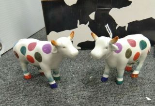 Cow Parade Salt And Pepper Shakers Polka Dotted - Uncowordinated Bovine Nib