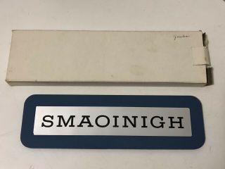 Ibm “think” Sign; Gaelic,  Smaoinigh ; Vintage Blue Desk Sign Plaque Employee