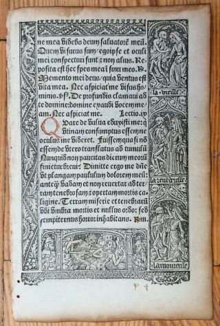 Book of Hours Leaf Vostre Horae Dance of Death Border (E) Paris 1501 2