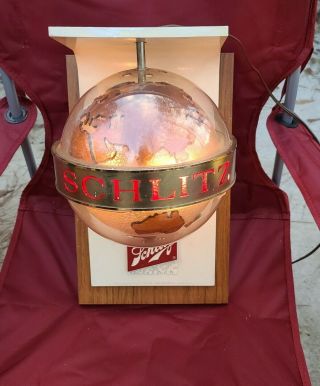 Vintage 1968 Schlitz Beer Lighted Hanging Electric Globe Sign