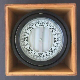 Vintage Nautical Compass In Wooden Box,  Gimbled,  Very Good,  Functional