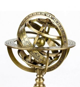 X - Mas Vintage Nautical Solid Brass 12 Inches Armillary Sphere World Globe -