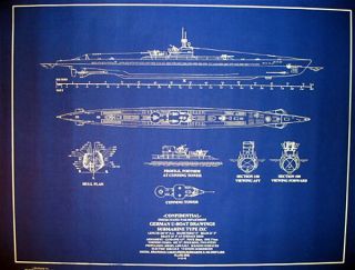 U - Boat 505 Submarine Type Ixc 1940 War Dept.  Blueprint Plan 24 " X30 " (093)