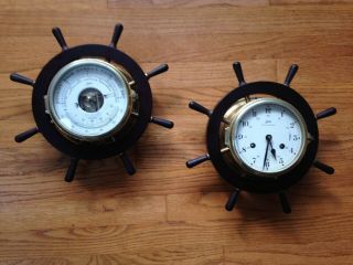 Schatz Royal Mariner Ships Bell Clock & Schatz Barometer Matching Set