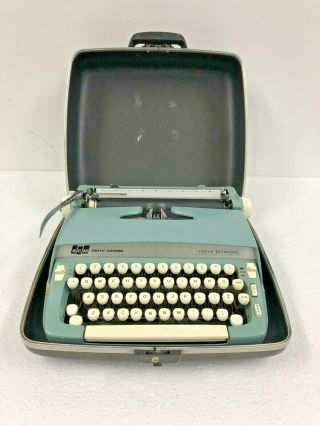Vintage Smith Corona Sterling Typewriter W Hard Shell Case Baby Blue Light