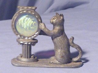 Spoontiques H1229 Pewter Cat With Hologram Fishbowl
