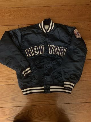 Vintage 90s York Yankees Mlb Starter Satin Baseball Jacket S Button Up
