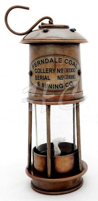 7 " Antique Brass Minor Oil Lamp - Nautical Coal Oil Lamp - Home Decorative - Brass