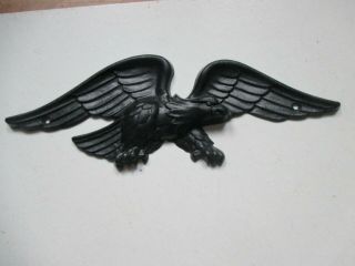 Vintage Ornate Black Plastic American Eagle Wall Decor 12 1/2 " Wingspan Plaque