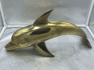 Large Vintage Brass Dolphin Figure Statue 21 Inches Long Bf2076