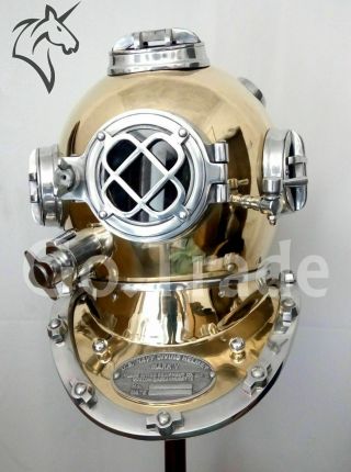 Antique Morse Us Navy Mark V Diving Divers Helmet Vintage Boston Full Size 18 "