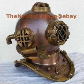 Antique Scuba Brown Copper Morse Brass Diving Helmet Navy Water Divers Helmet