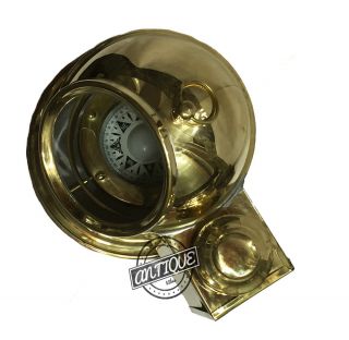 US Maritime Ship Yacht Binnacle Compass Tabletop Antique Brass Oil Lamp Nautical 3