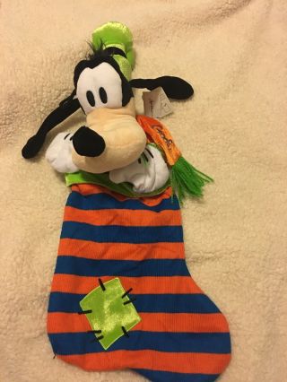 Htf Disney Parks Goofy Plush Christmas Stocking 23 " Long Nwt