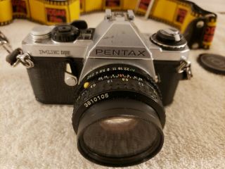 Vintage Pentax Me 35mm Film Camera With Smc Pentax - A 1:2 50mm Lense
