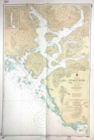 Vintage Kyuquot Sound Fair Harbour Nautical Chart Vancouver Island Canada Bc Map