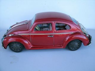 Vintage Japan Tin Litho Bandai Large Vw Volkswagen Beetle Battery Powered Car