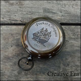Solid Brass Push Button Compass Stanley London Ship Pocket Compass Gift.