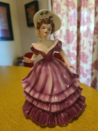 Vtg Florence Ceramics Co.  California Jennifer Purple Dress Girl Figurine Figure