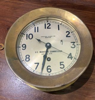 Rare Wwii 1942 Chelsea Clock Co Maritime Commission Liberty Ship Clock Brass Wor