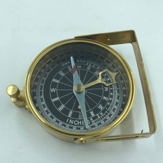 Nautical Decor Vintage Antique Brass Compass With Leather Case And Strap
