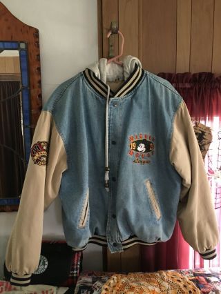 Mickey Mouse Vintage Baseball/Bomber style jacket,  Size L,  Quilted,  Snaps 2