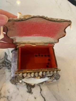 Antique Victorian Sailor’s Valentine Shell Art Bombay Chest Box 3