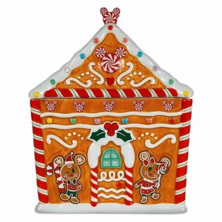 Disney Mickey Mouse And Friends Holiday Cookie Jar Gingerbread House