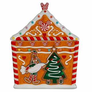 Disney Mickey Mouse and Friends Holiday Cookie Jar Gingerbread House 2