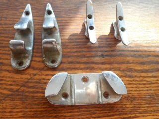 Vintage Boat Cleats And Chocks,  5 Piece Set,  Brass