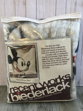 Vintage Biederlack Disney Mickey Mouse Head Blanket Throw 60x80” Nip Gift