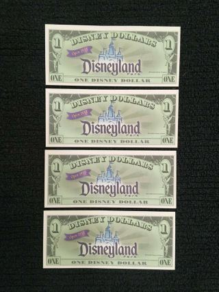 (4) 2001 Sequential Disney Mickey Dollars 2001 A Series - Uncirculated (Magical?) 2