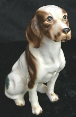 Vintage Bone China Dog Figurine Brown & White,  Spaniel Or Harrier Hound,  Japan