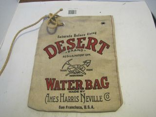 Vtg Desert Brand Water Bag Ames Harris Neville Co San Francisco Usa