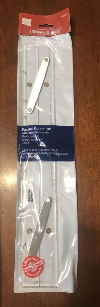 18 " Aluminum Parallel Rulers With Protractor Scale (weems & Plath 138)