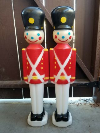 Set Of 2 Vintage Christmas Empire Toy Soldier Nutcracker Blow Mold