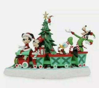 2020 Disney Christmas Figurine Mickey Minnie Mouse Goofy Musical Train Tree