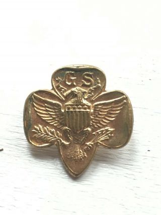 Vintage Gs Girl Scouts Metal Gold Tone Eagle Pin 4 Stars Shield