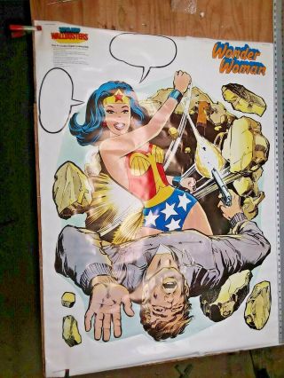 Vtg 1977 Wonder Woman Dc Superhero Poster Punch - Out Wallbuster Huge 50x38 "
