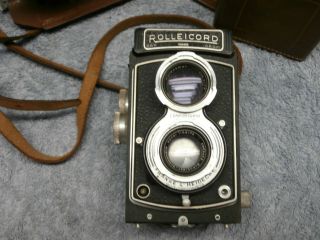 Vintage Rolleicord Drp Drgm Camera W/ Franke & Heidecke Lens & Leather Case