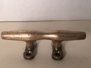 Vintage Antique Brass Cleat 9 - 1/4” Long 4 Hole Nautical Ship Boat Tiedown
