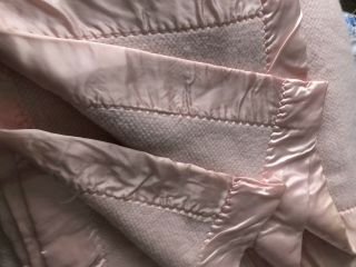 Vtg Fieldcrest Touch Of Class King Sz Pink Blanket 4 Sided Satin Binding 91x106 "