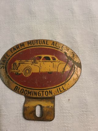 Antique State Farm Mutual Advertising License Plate Topper