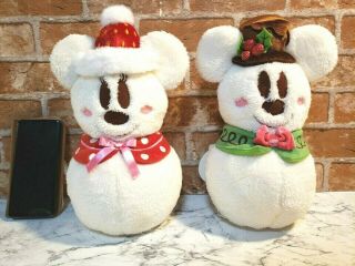 Tokyo Disney Snowman Mickey Minnie Plush Doll Christmas 2015 Big Size H12 " × W8 "
