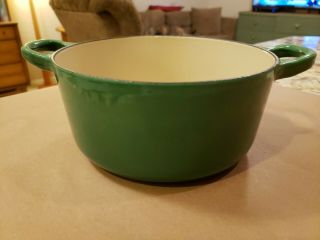 Vintage Le Creuset Green Round Dutch Oven 18 Made In France 2 Quarts No Lid