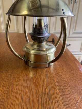 Vintage M Den Haan Rotterdam Brass Trawler Oil Lamp 2