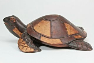 Nicely Wood Carved Sea Turtle Figure.  8.  5 " Long.