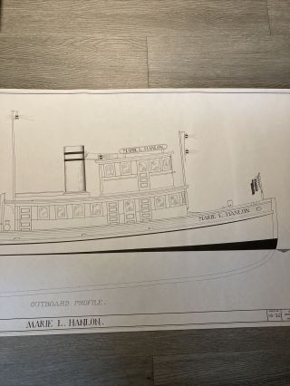 Tugboat Plans Marie L.  Hanlon 1/3” Scale