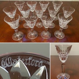 Set Of 13 Vintage Waterford Crystal Glenmore 1.  5 Oz Stemmed Liqueur/shot Glasses