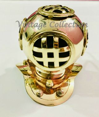 4 " Antique Maritime Brass Diving Helmet Vintage Nautical Table Decor Helmet